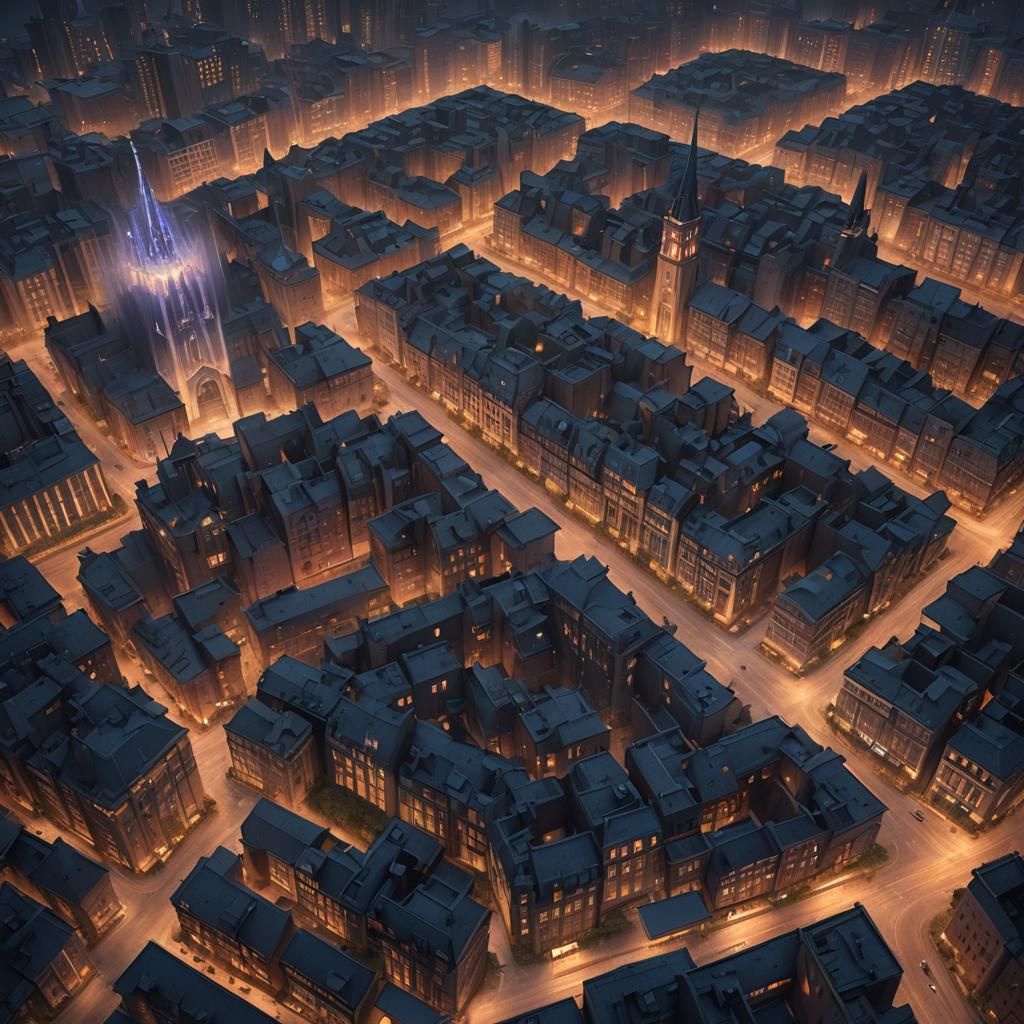 Fantastical City At Night: Detailed Matte Painting