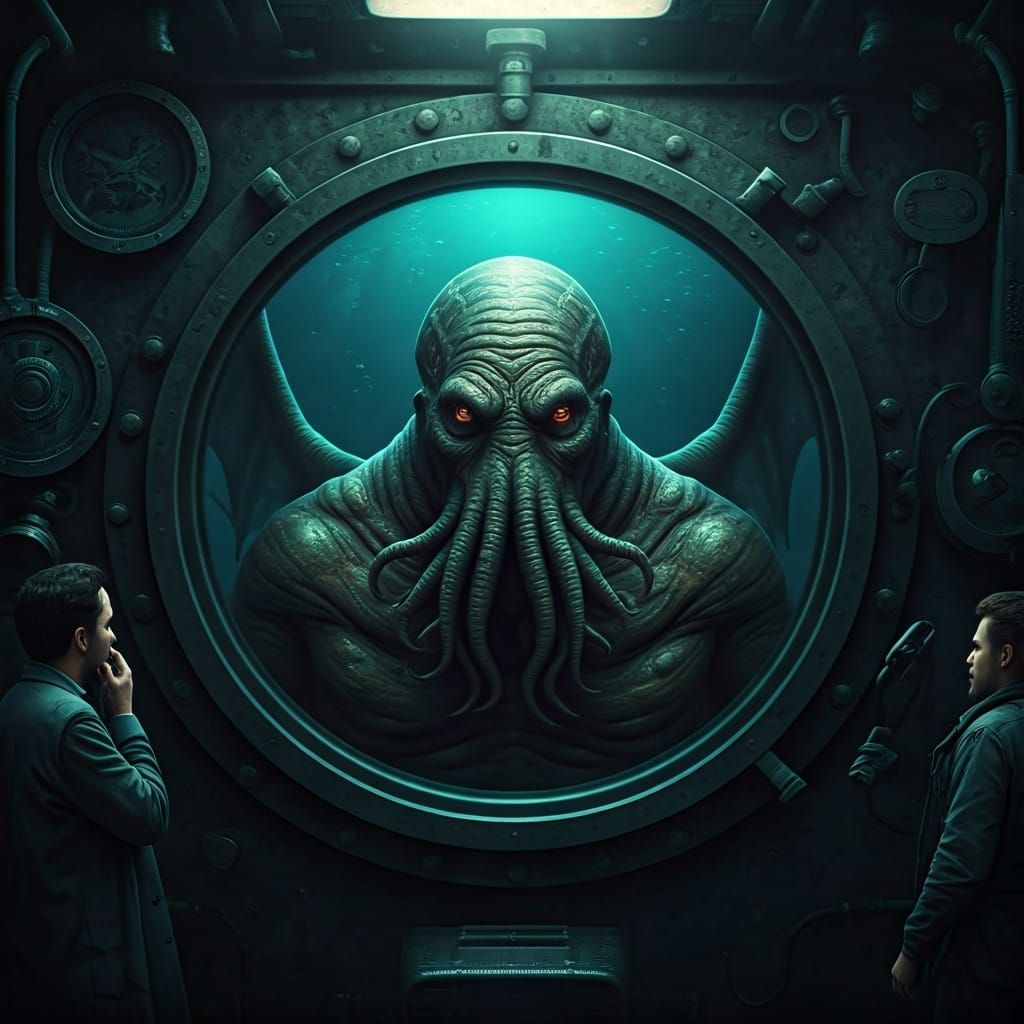 Grotesque Cthulhu in Deep Sea Photography