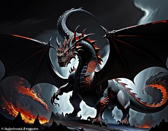 Majestic Dragon in Dynamic Fantasy Art Style