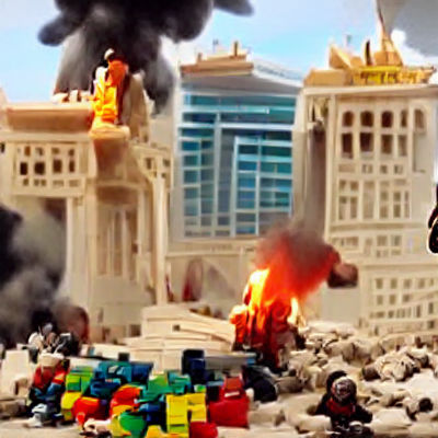 Explosion in Lego City: A Michael Bay Style Scene