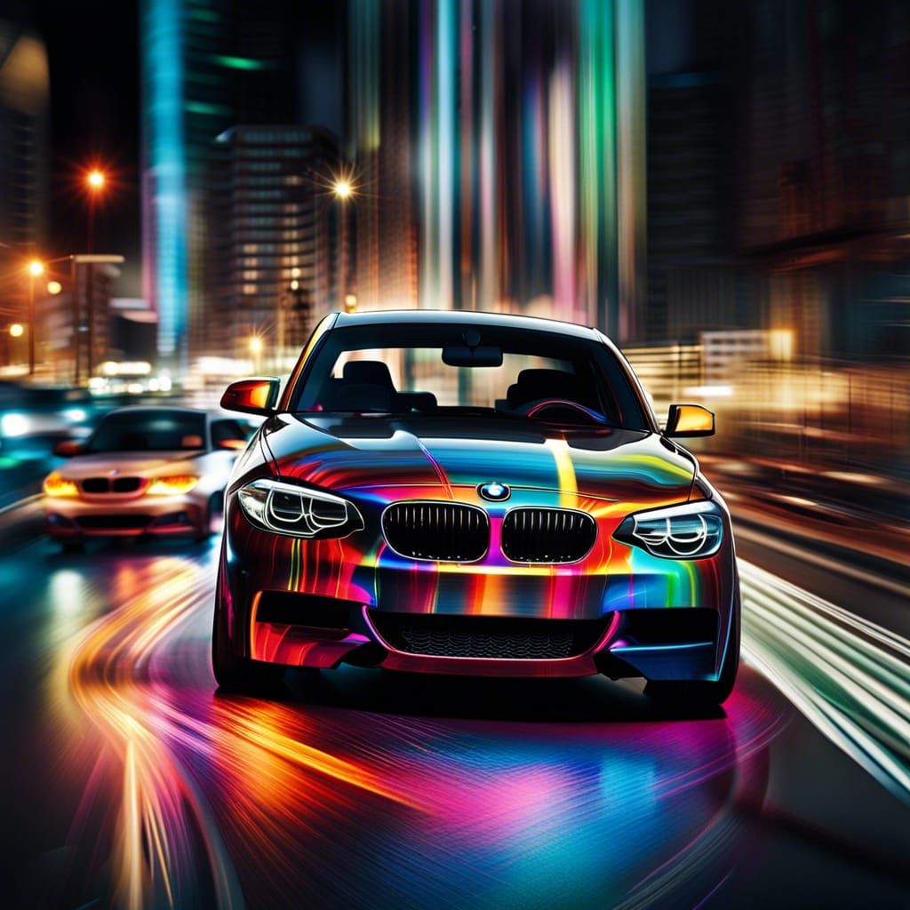 BMW 135i in Motion: Colorful City Streaks