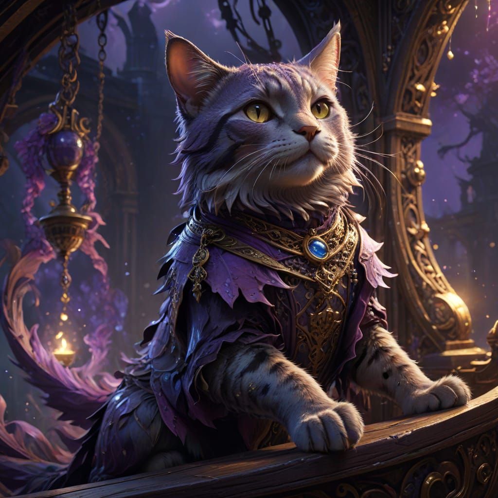 Vibrant Pirate Cats Conquer Medieval Ship in Dark Fantasy