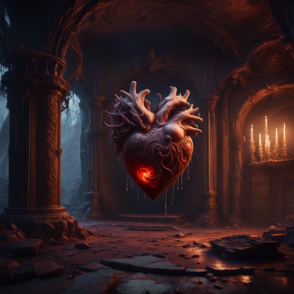 Detailed Matte Painting of Decaying Heart