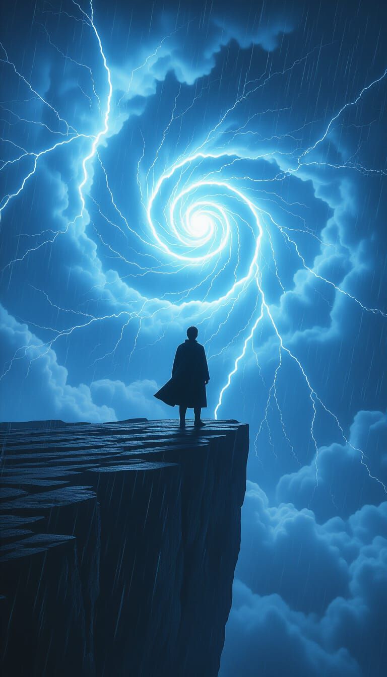 Harry Potter in Cyberpunk Lightning Storm