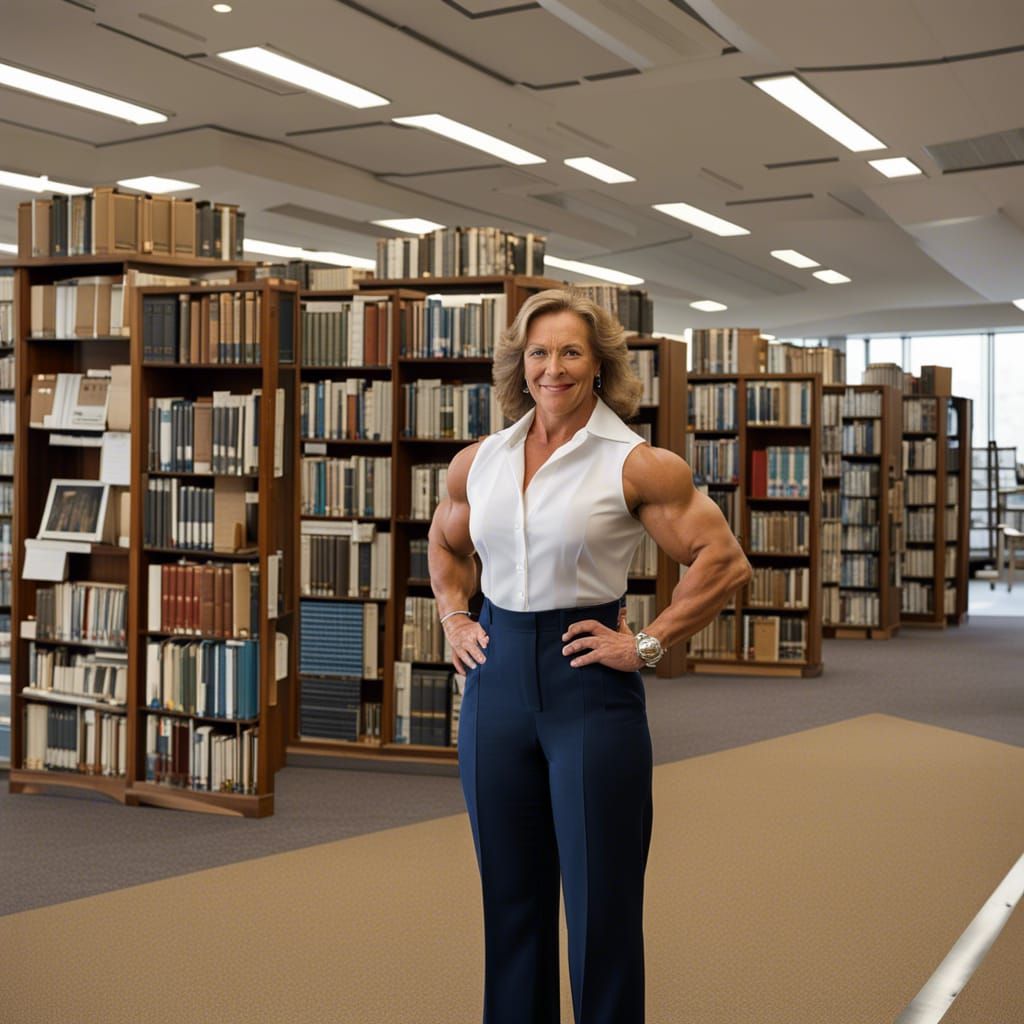 Muscular Librarian in Business Suit