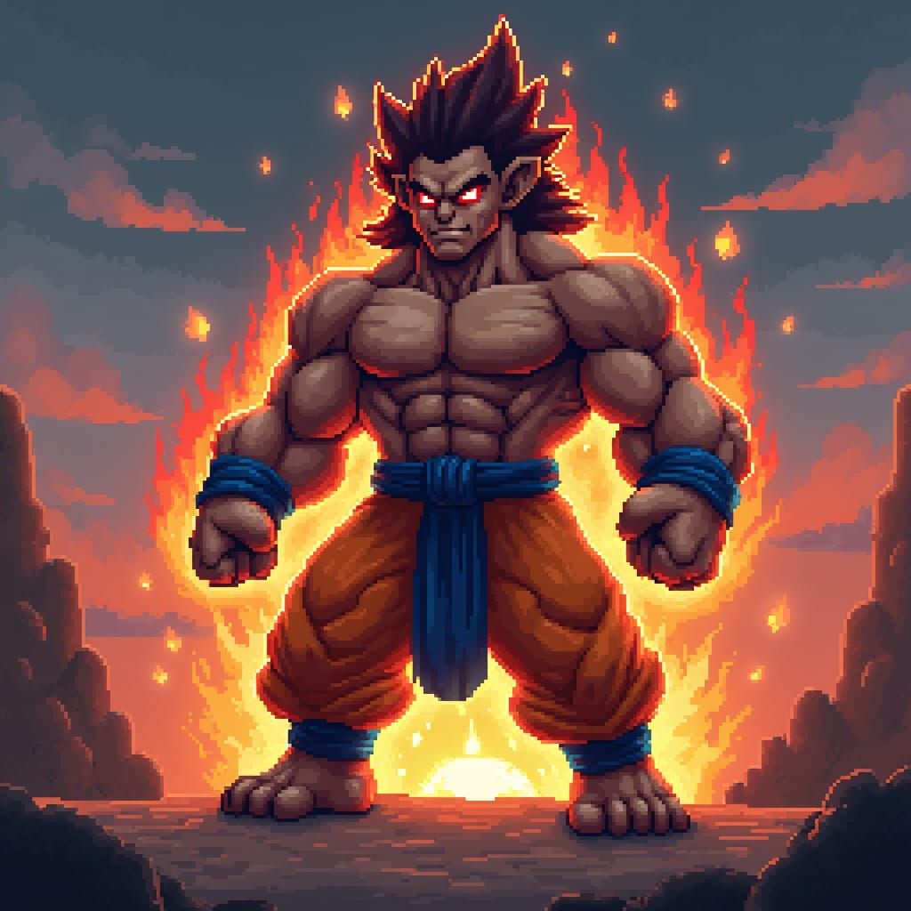 Super Saiyan Monkey in Minecraft Pixel Art