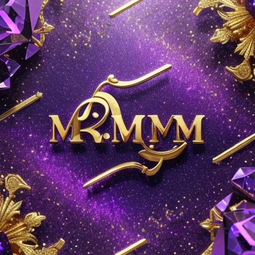 Purple Crystal Letter M in Holographic Style