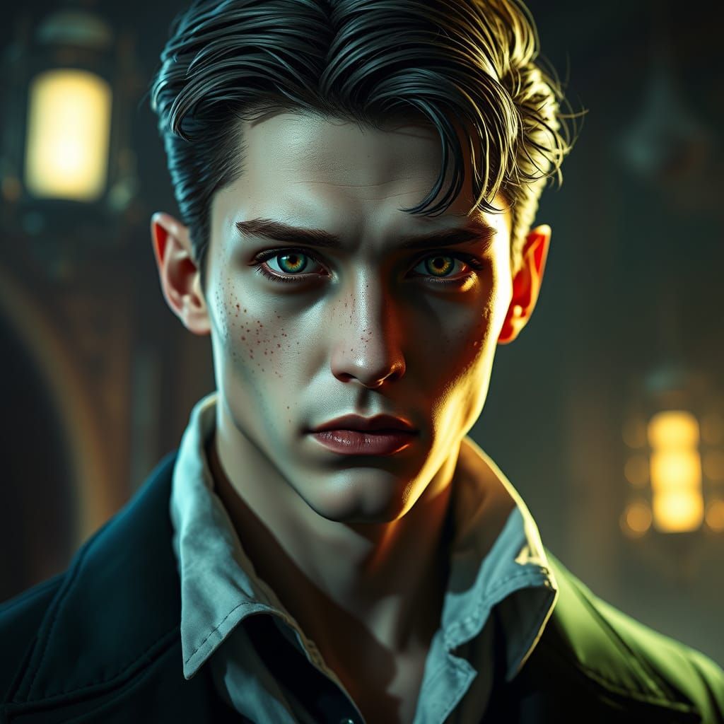 Vibrant Vampire Portrait in Dark Fantasy Style