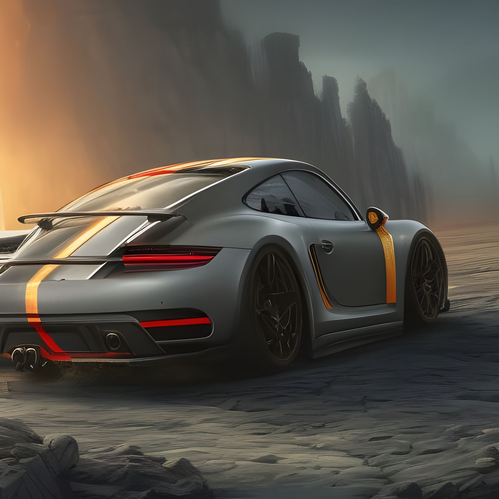 Detailed Matte Painting of a Porsche in 8K
