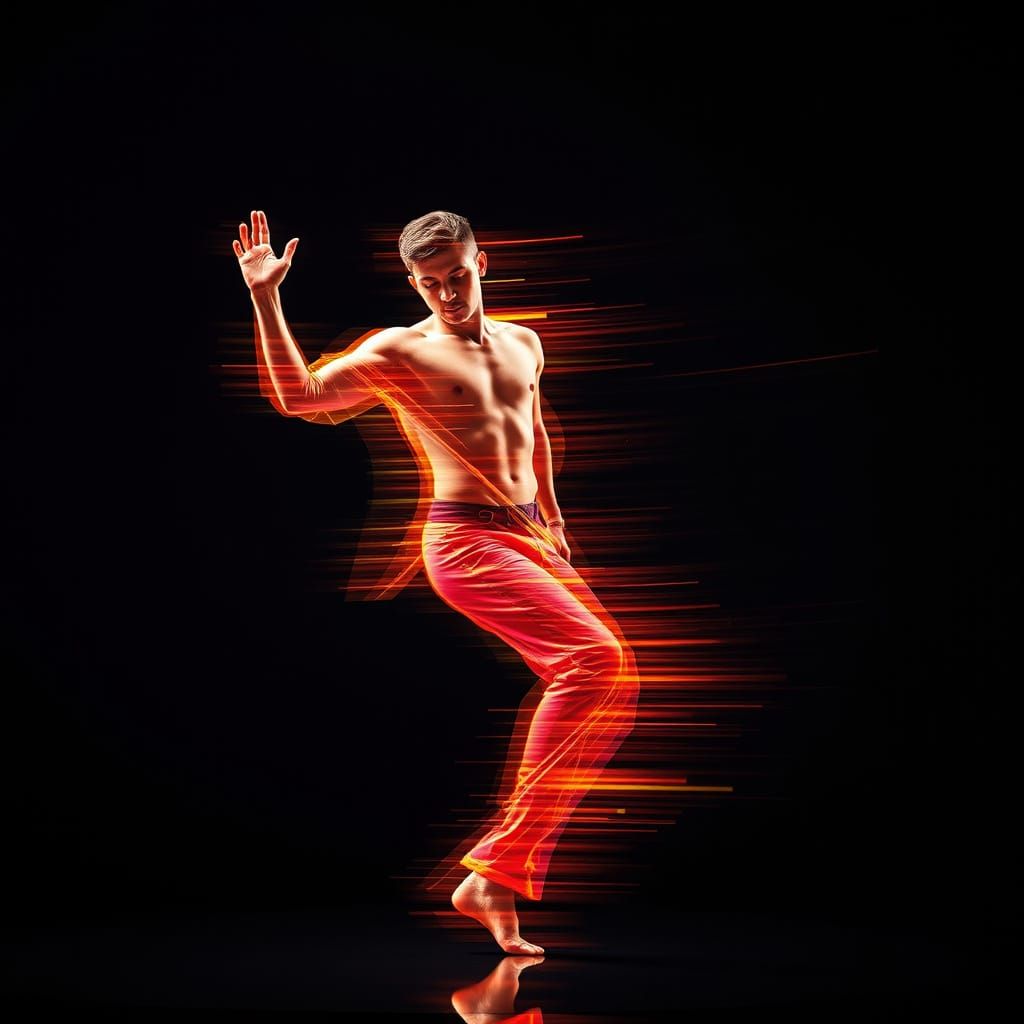 Datamosh Image of Contemporary Male Dancer