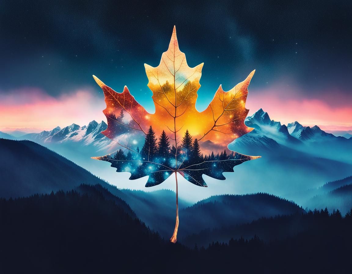 Double Exposure: Autumn Sunrise Meets Winter Moonlight