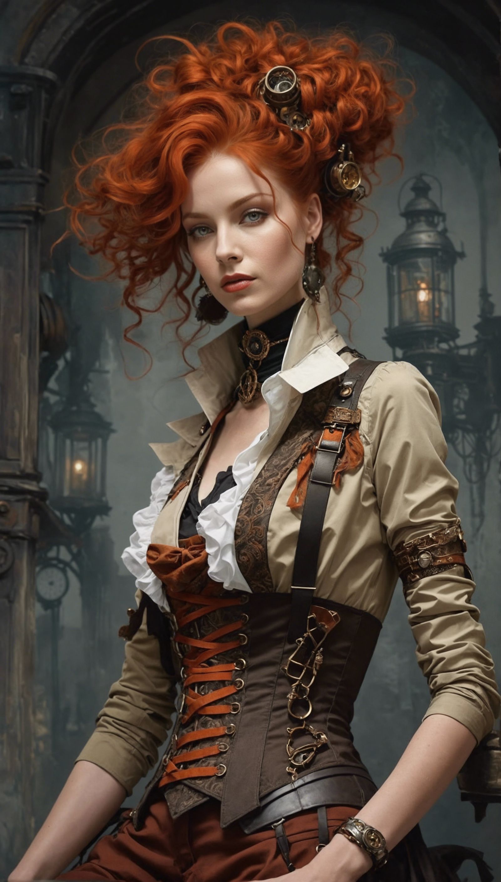 Steampunk Fashion Design Sketch in Contemporary Style