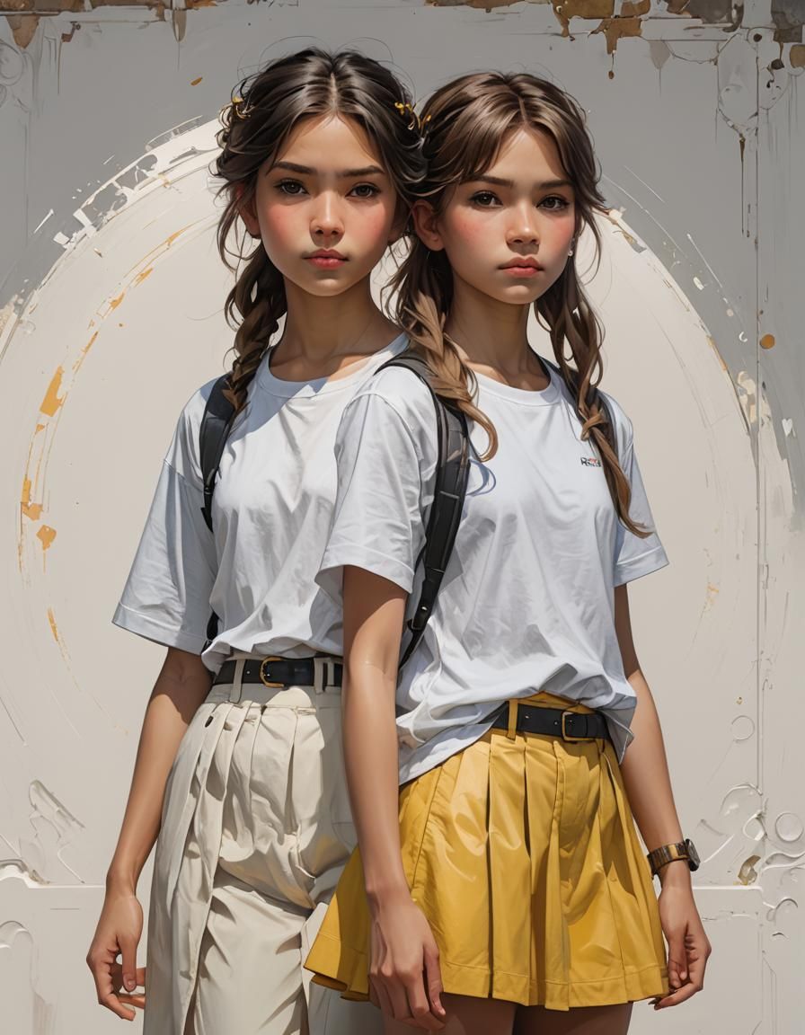Detailed Portrait of Two Children in Dynamic Lighting