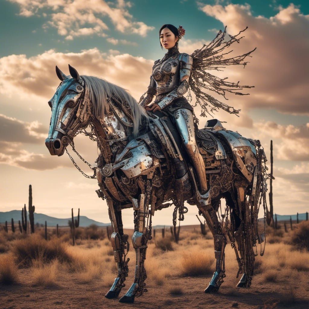 Cyborg Rider in Wild West Corral