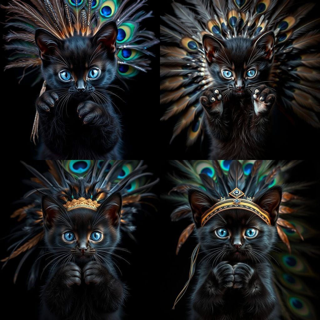 Native American-Inspired Kitten in Photorealistic Style