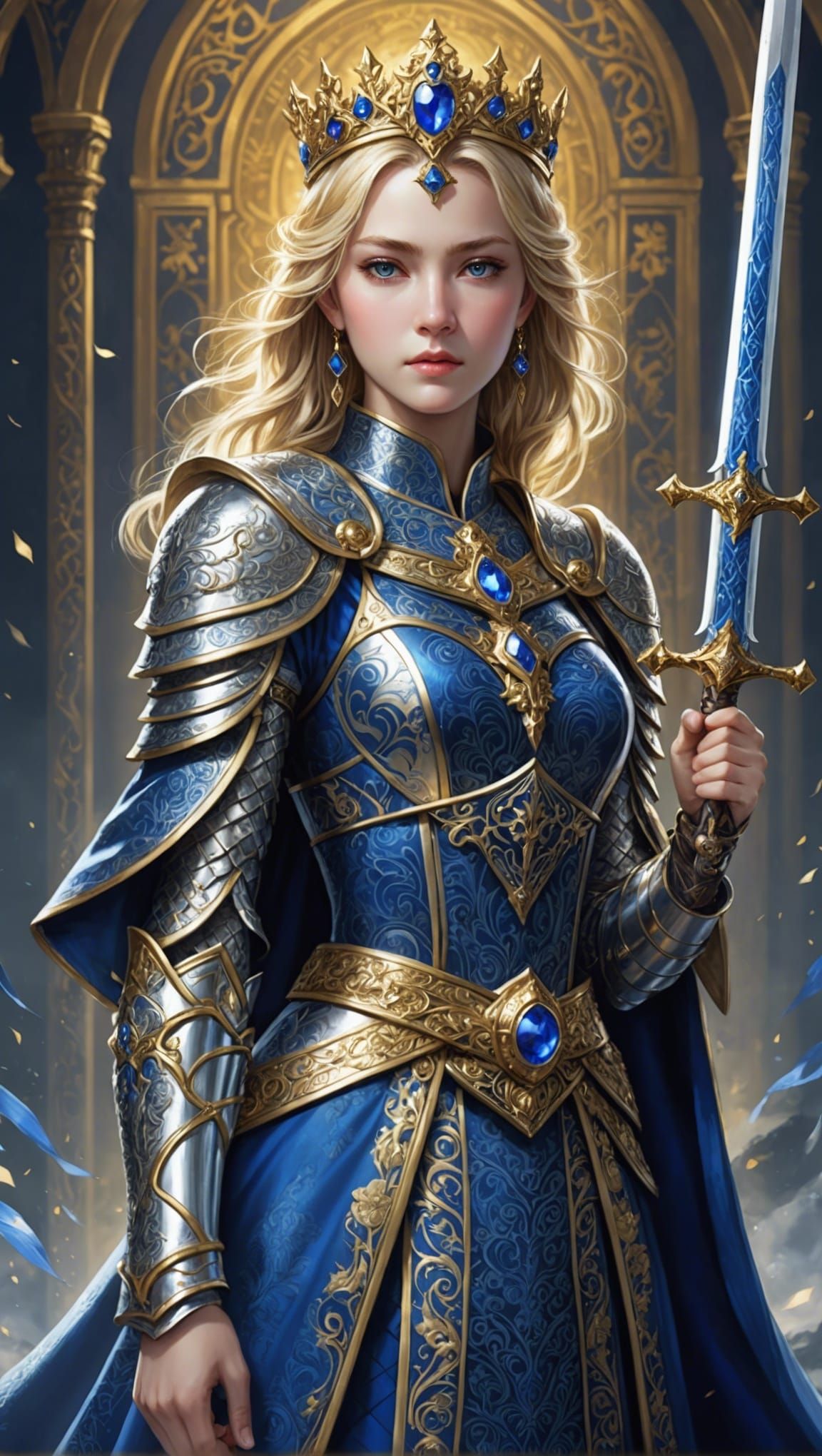 Anime King Arthur as Lady with Glowing Sword