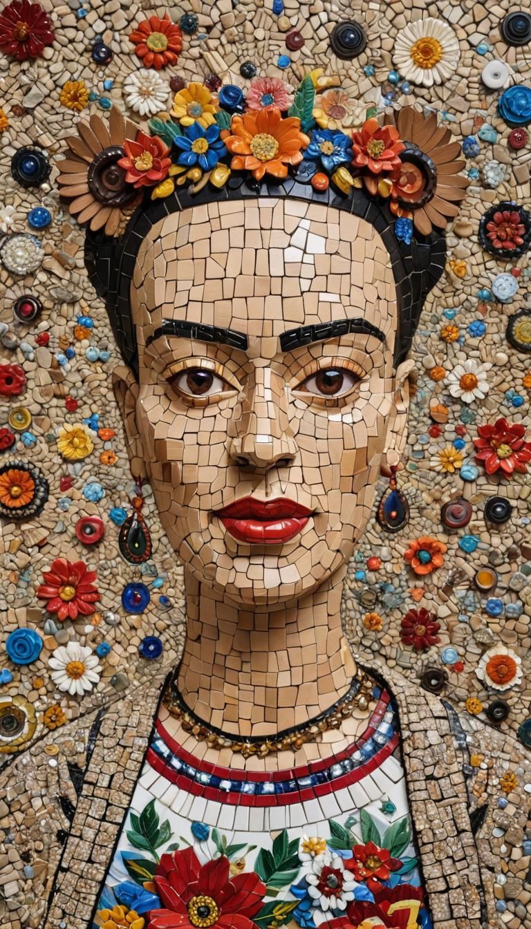 Frida Kahlo Teddy Bear in Micromosaic Earthenware