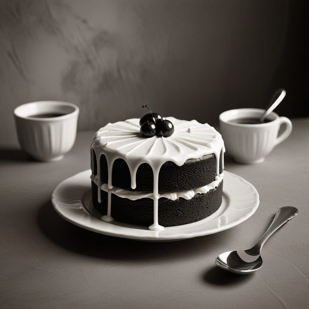 Moody Mini Cake Still Life in Sepia Tone