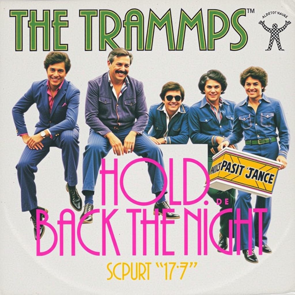 The Trammps Posing Under Disco Lights in Retro Style