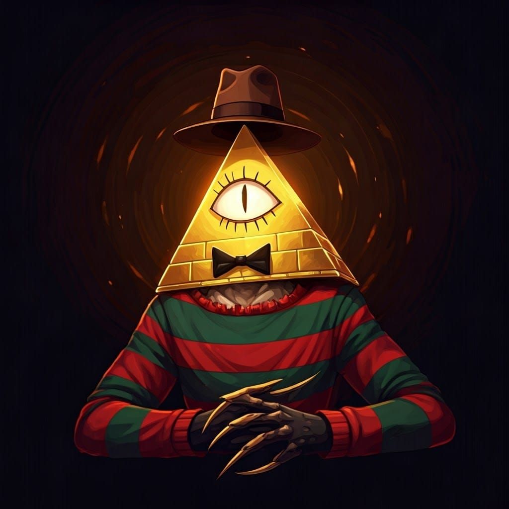 Bill Cipher as Freddy Krueger in Anime Style