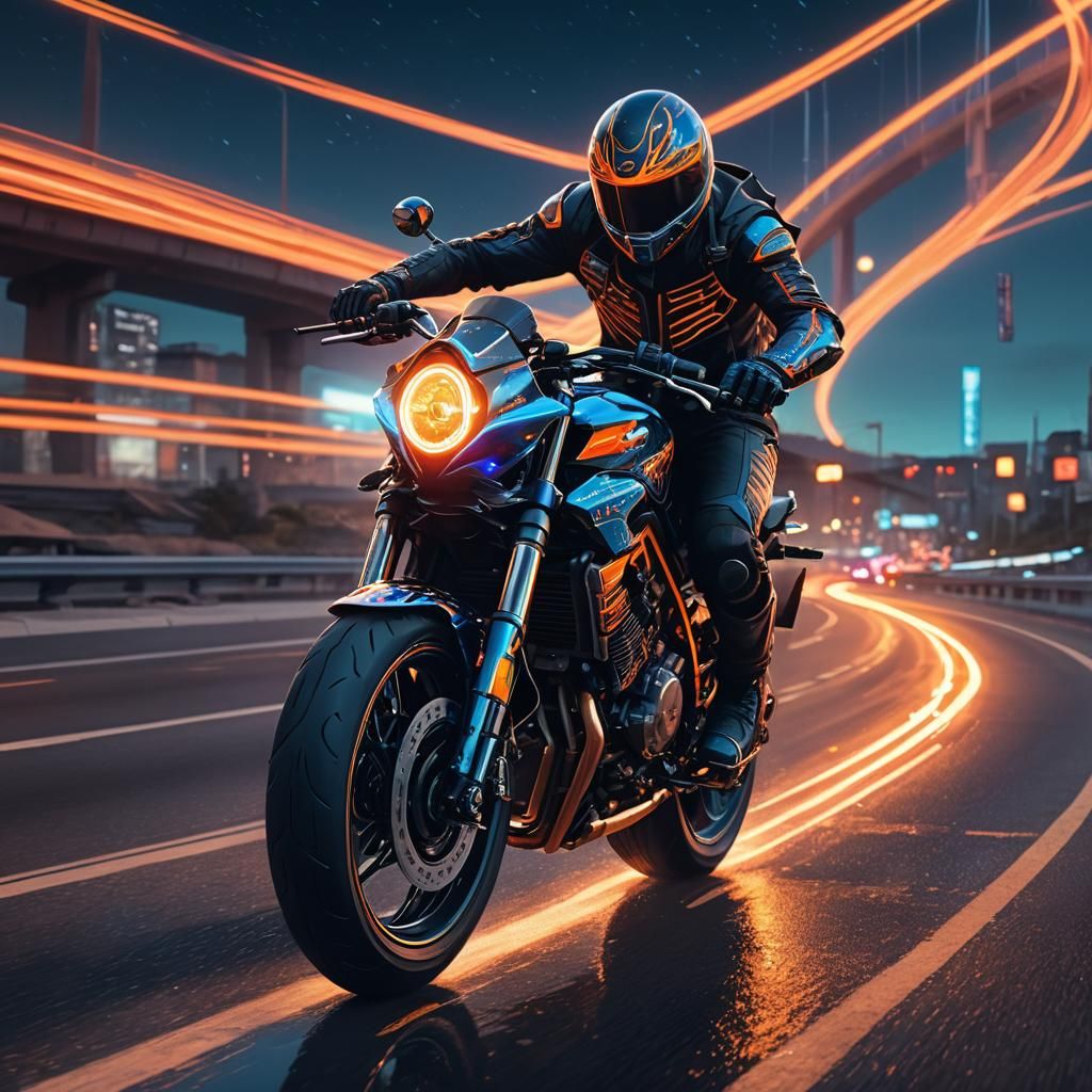Neon Moto Bike on Interdimensional Highway