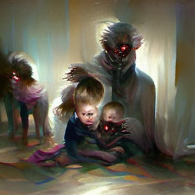 Sinister Children in Fantasy Art Style