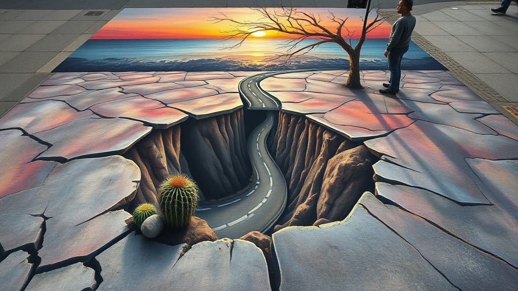 Distorted Cityscape with Glimpse of New Metropolis