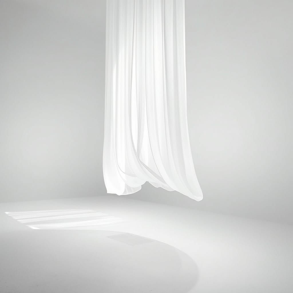 Ethereal White Curtain in Infinite Space