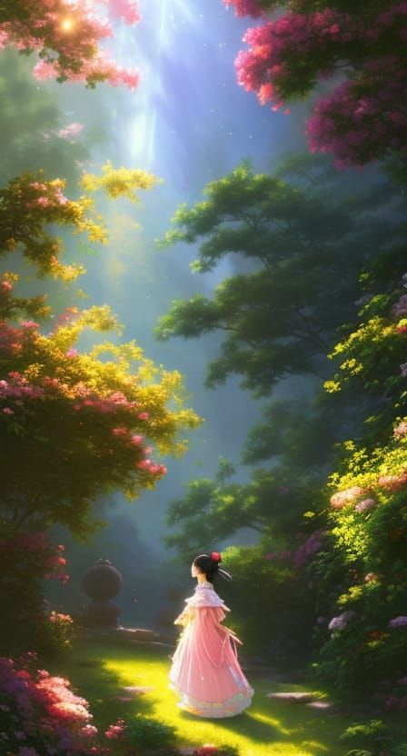 Teenager in Victorian Dress, Anime-Inspired Portrait