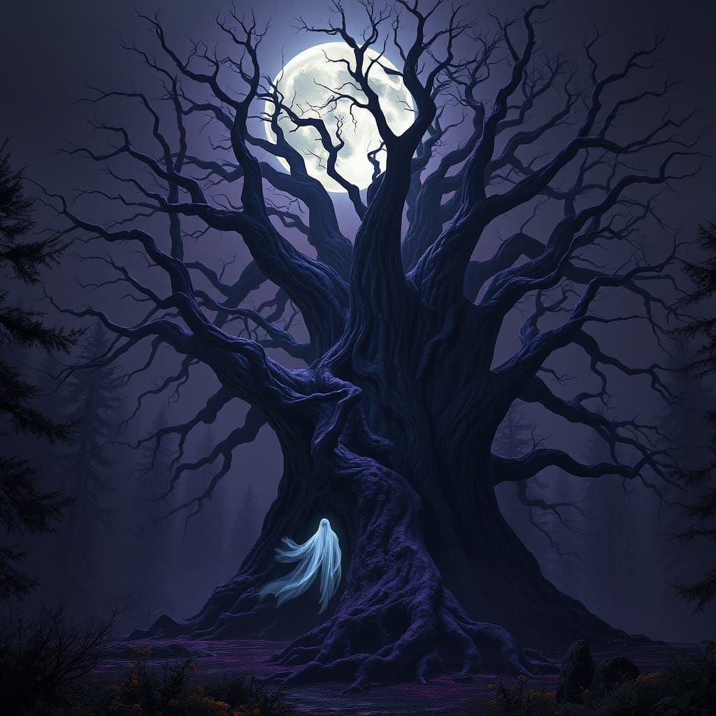 Ethereal Apparition in Mystical Forest Concept Art