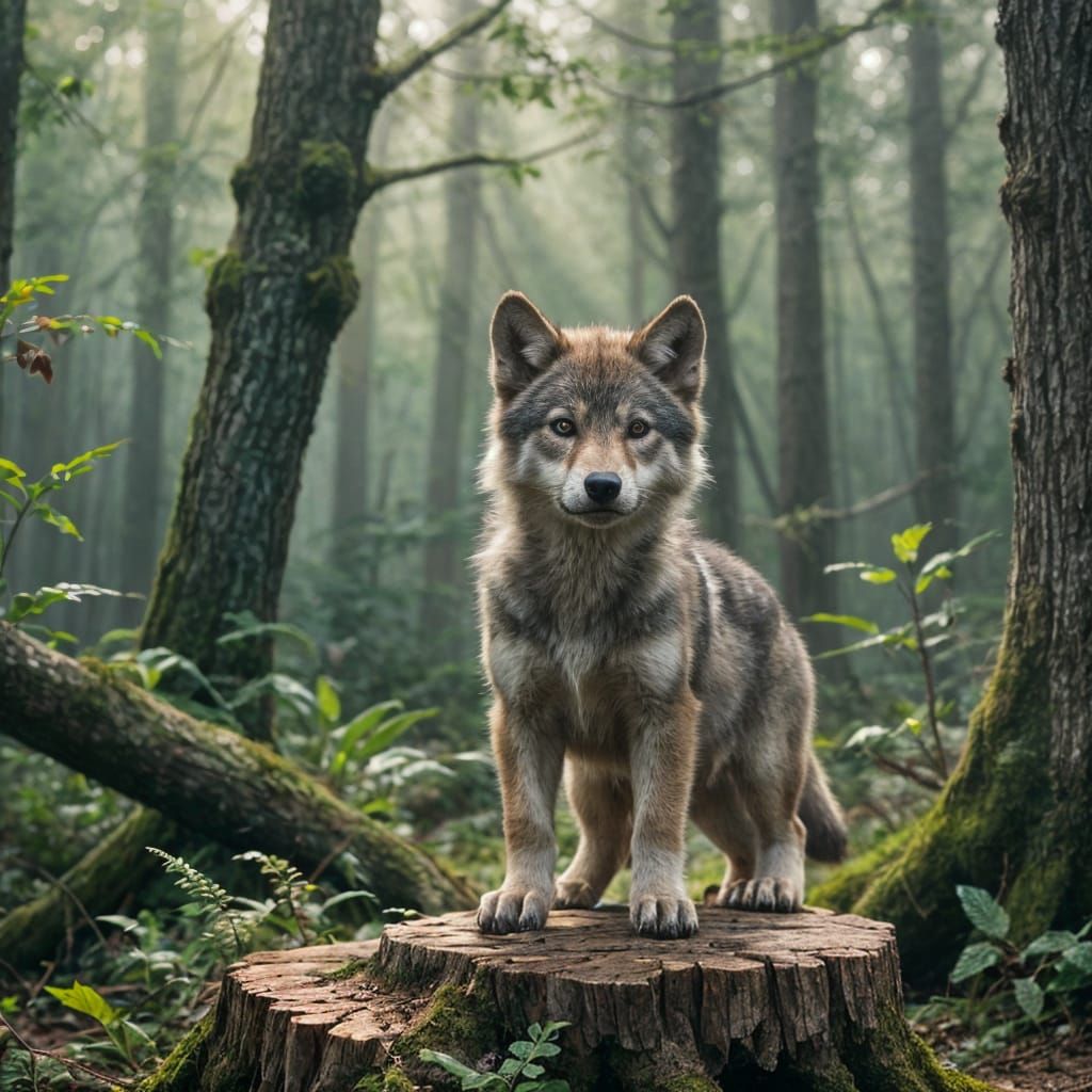 Realistic Image of a Wolf Cub