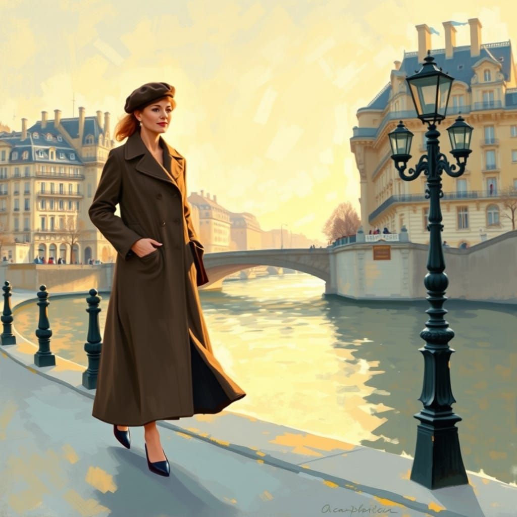 Elegant Parisian Woman in Golden Light