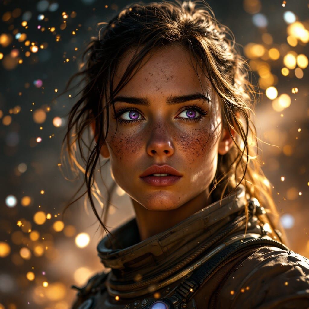 Heroic Space Marshal with Piercing Purple Eyes