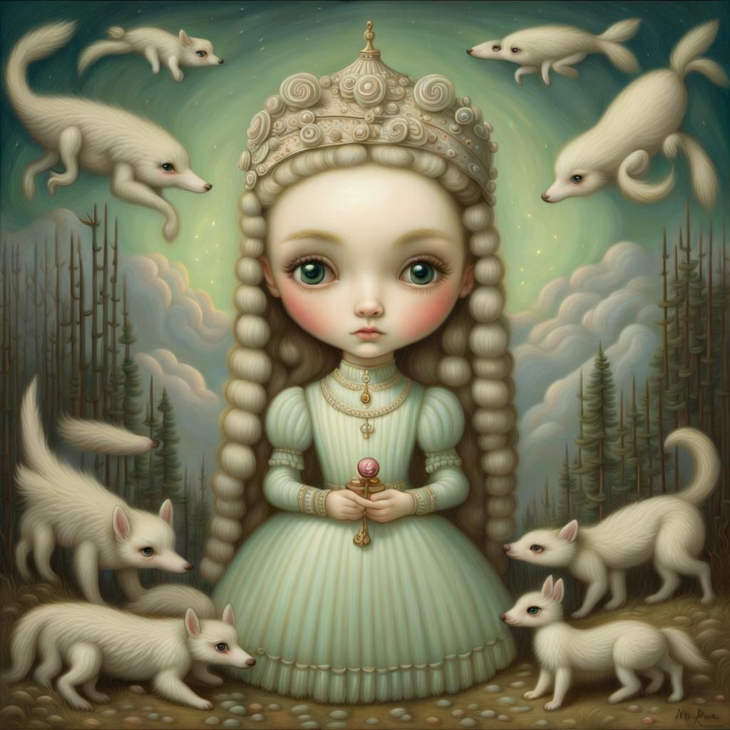 Ethereal Aurora Portrait in Pop Surrealist Style