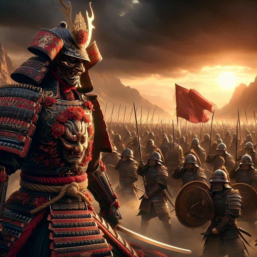 Samurai's Crimson Stand Against Mongol Horde