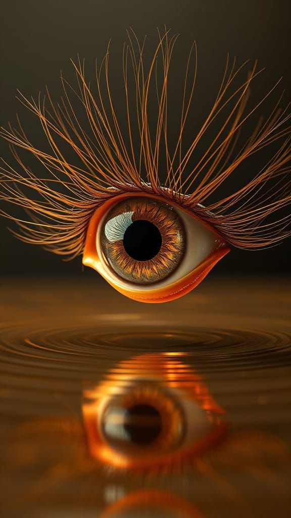 Ethereal Eye in Amber Hued Iris, Cyberpunk Style