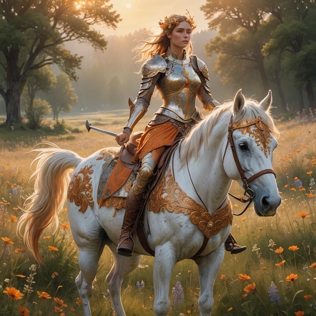 Female Centaur in Meadow, Soft Pastel Fantasy Illustration