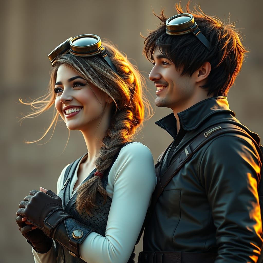 Ethereal Adventurer with Dragon Scales and Vintage Flight Go...