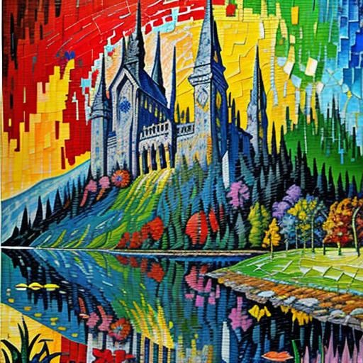 Lord of the Rings Mosaic in Expressionist Style