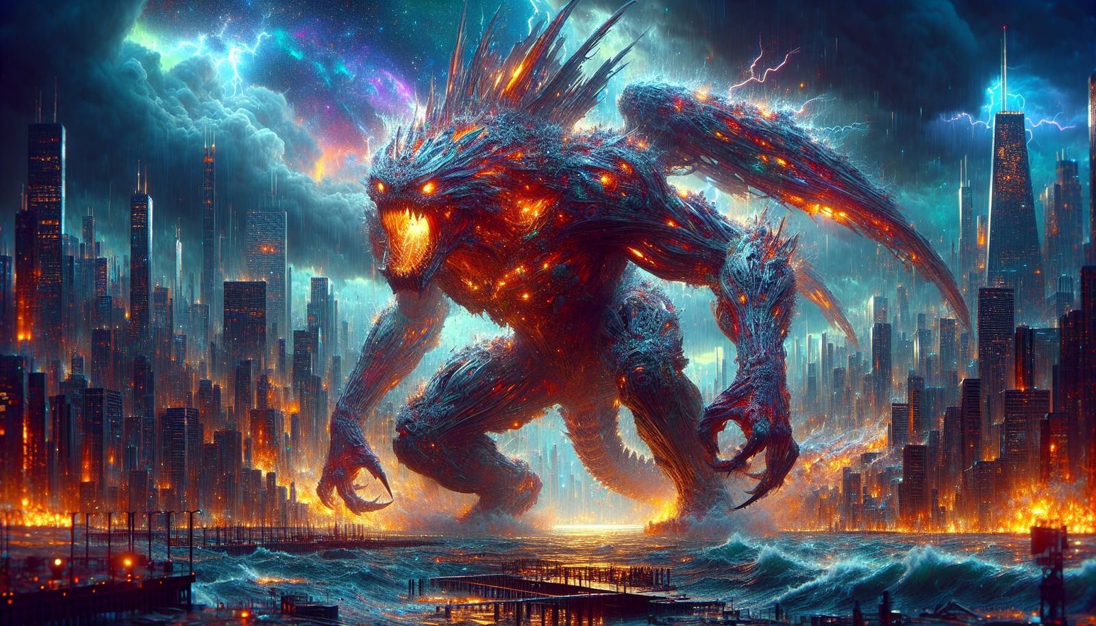 Monster Demolishes Chicago in Hyperrealistic Style