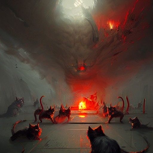 Hellish Cat War Scene in Sinister Style