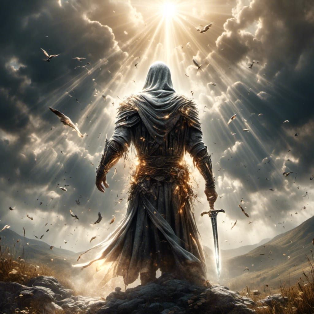 Medieval Warrior Bathed in Divine Light