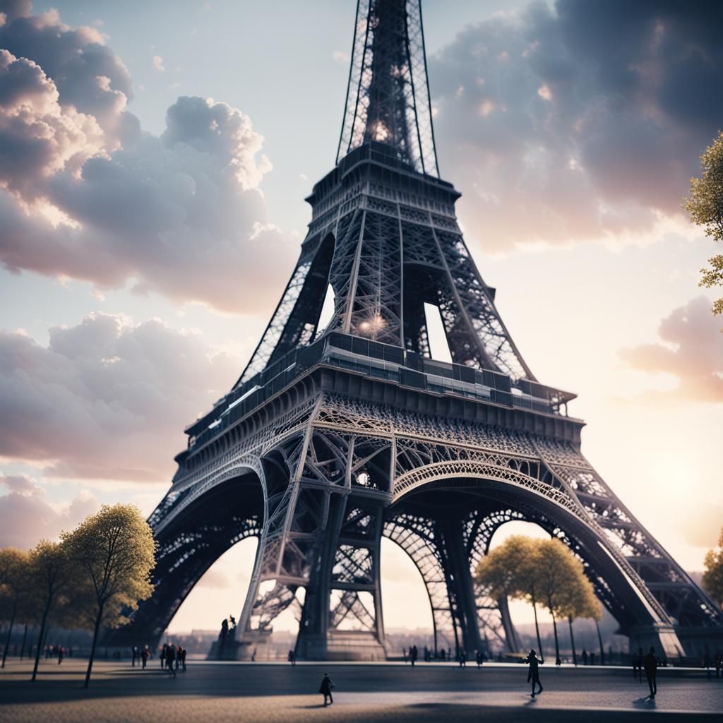 Dramatic Eiffel Tower in Cinematic Style
