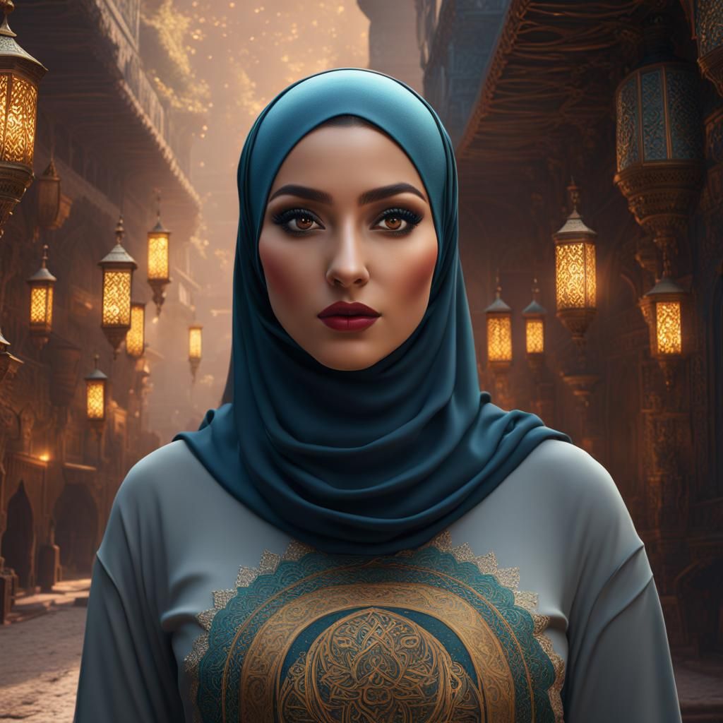 Girl Wearing Hijab: Detailed Matte Painting