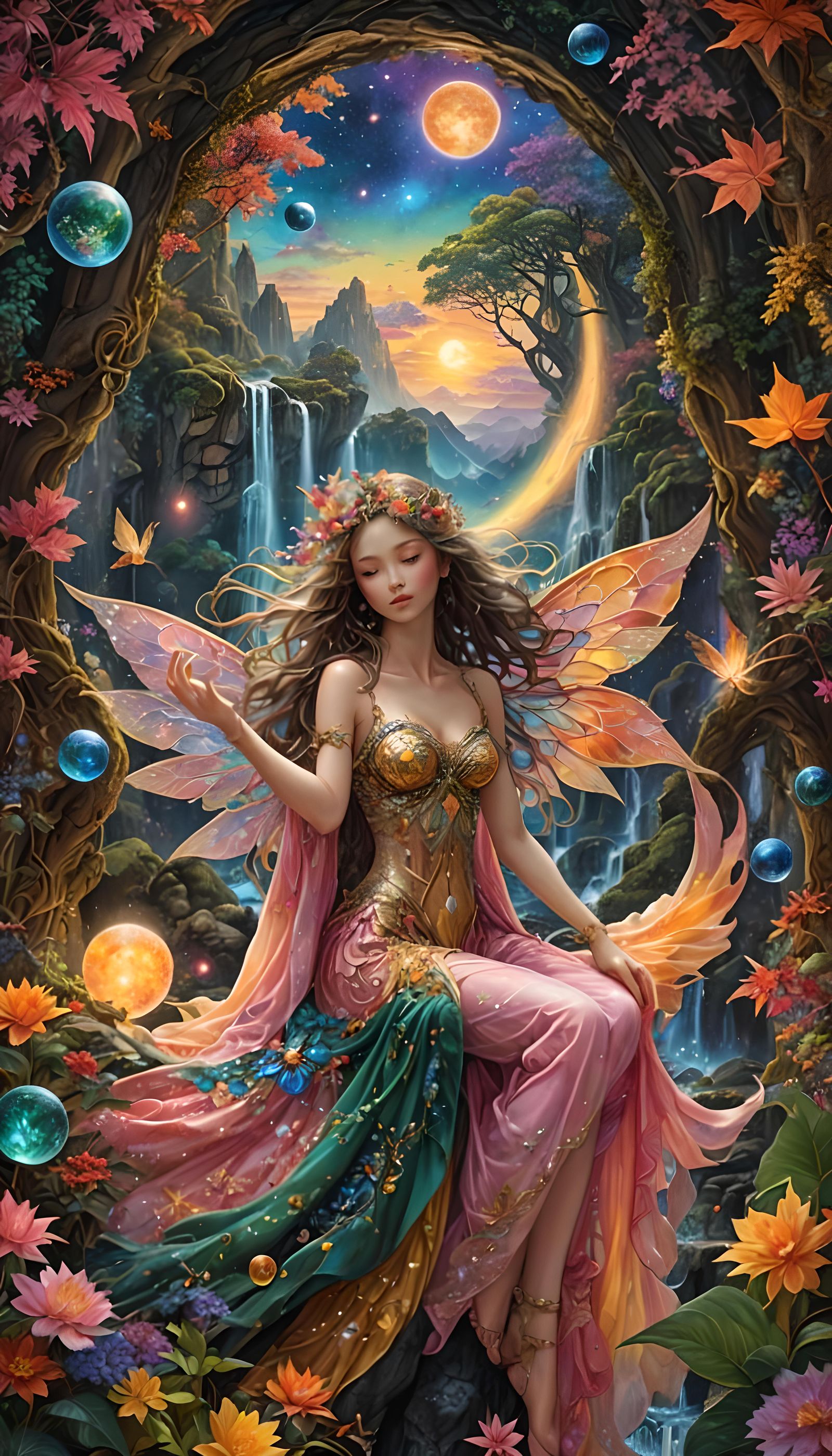 Beautiful fairy contemplates life