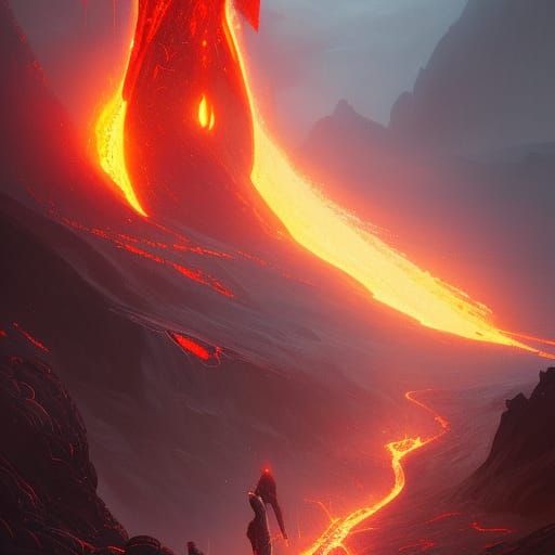 Lava Flowing: Dark Fantasy Concept Art