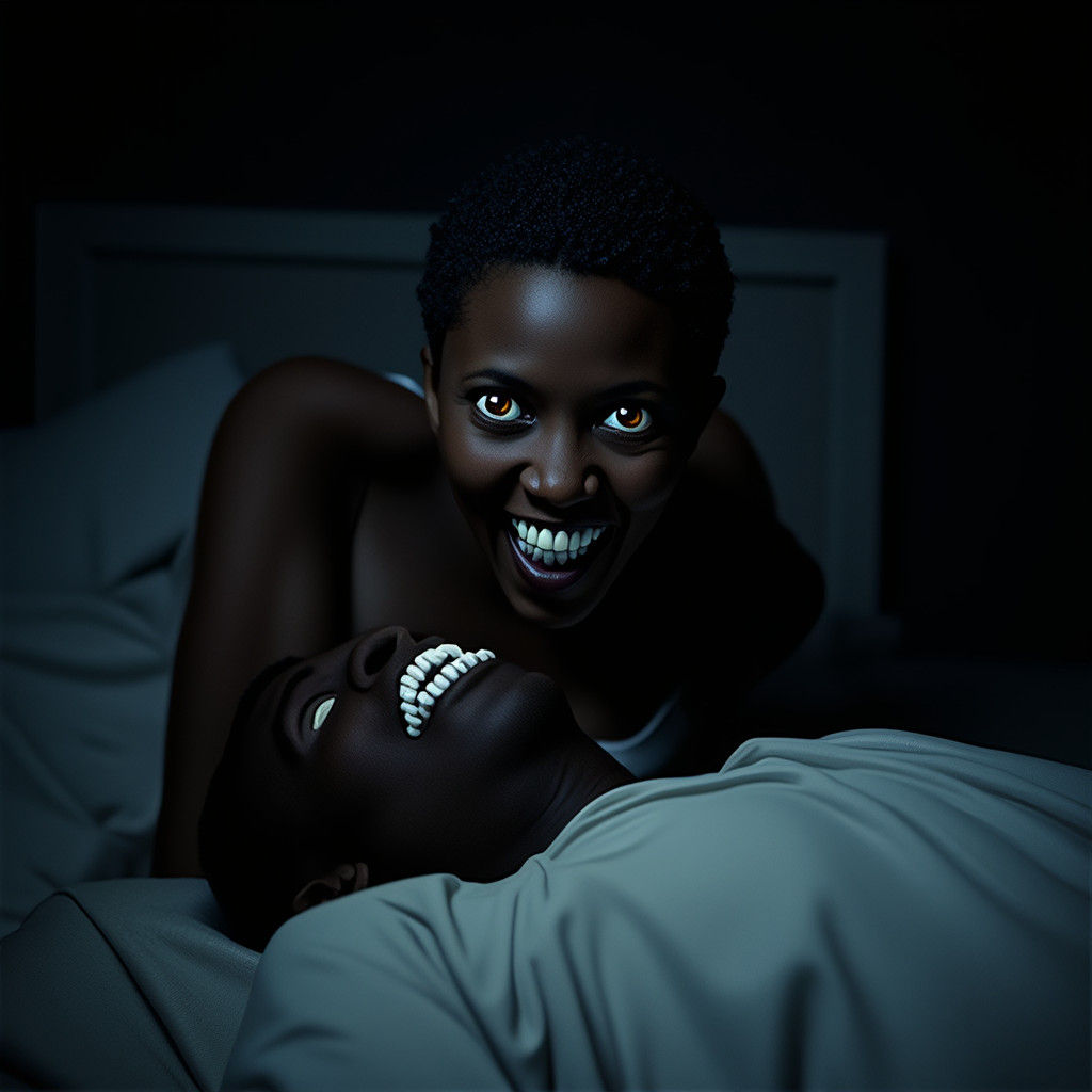 Eerie African Woman in the Darkness, Cinematic Horror