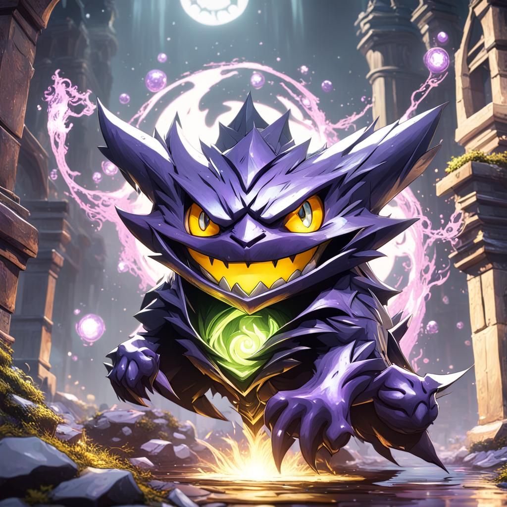 Fantasy Haunter Pokemon in Dark, Detailed Style