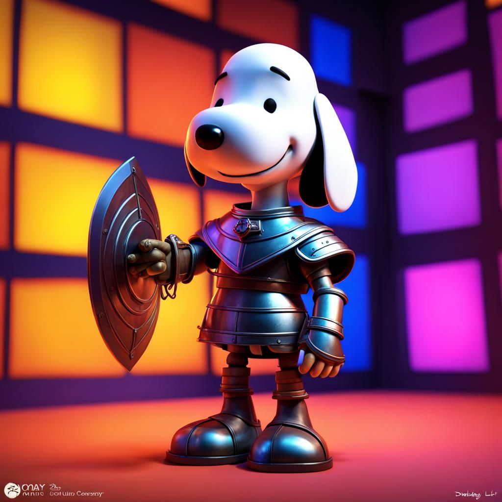 Snoopy Knight in Black Light Art