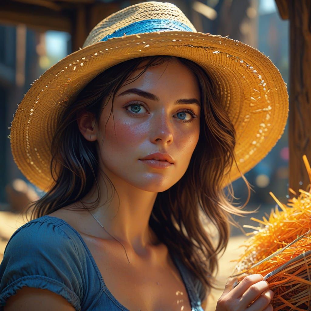 Whimsical Young Woman Takes a Break from Writing in a Sunny ...